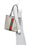 GG Supreme Monogram Medium Ophidia Tote Bag Brown