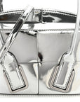 Mirror Laminated Nappa Maxi Intrecciato Mini Arco Silver