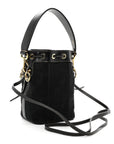 Canvas Vitello King F is FNDI FF Embroidered Mini Mon Tresor Bucket Bag Black