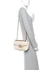 Calfskin Matelasse Small GG Marmont Shoulder Bag White