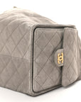 Suede Quilted Medium CHNL 25 Handbag Dark Grey