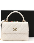 Lambskin Lacquered Quilted Small Trendy CC Dual Handle Flap Bag White