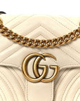 Calfskin Matelasse Mini GG Marmont Shoulder Bag White