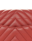 Lambskin Chevron Quilted Medium Double Flap Rosewood