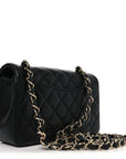 Lambskin Quilted Mini Rectangular Flap Black