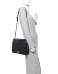 Calfskin Embossed Stitch Large Boy Flap Black