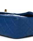 Lambskin Quilted Pearl Crush Mini Rectangular Flap Blue
