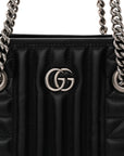Calfskin Matelasse Aria Small GG Marmont Shoulder Tote Black