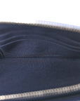 Metallic Caviar Quilted Small Boy Clutch With Chain Navy