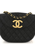 Lambskin Quilted Half Moon Flap Black