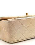 Metallic Goatskin Quilted Mini Rectangular Flap Gold