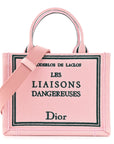 Canvas Embroidered Book Cover Mini Book Tote Pink Green