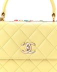 Lambskin Quilted Small Trendy CC Flap Dual Handle Bag Yellow