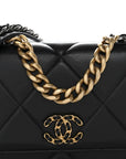 Lambskin Quilted CHNL 19 Wallet On Chain WOC Black