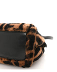 Shearling Nappa Macro FF 1974 Mini Peekaboo Iconic Satchel Tobacco Black