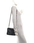 Sheepskin Matelasse Chevron Monogram Medium College Bag Black