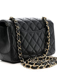 Lambskin Quilted Mini Rectangular Flap Black