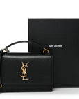 Coated Bark Calfskin Sunset Chain Wallet Black