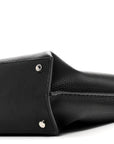 Cuoio Romano Selleria Vitello Grace Glazed Fabric FF 1974 Large Peekaboo Iconic Essential Satchel Black
