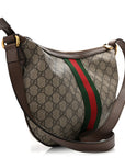 GG Supreme Monogram Web Small Ophidia Half Moon Hobo Brown