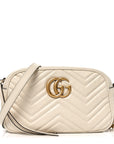 Calfskin Matelasse Small GG Marmont Chain Shoulder Bag White