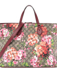 Soft GG Supreme Monogram Blooms Medium Crossbody Tote Beige Multicolor Dry Rose