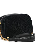 Velvet Matelasse Small GG Marmont Chain Shoulder Bag Black