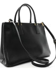Saffiano Lux Medium Galleria Double Zip Black Black