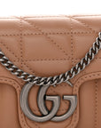 Calfskin Matelasse Aria Super Mini GG Marmont Shoulder Bag Camelia