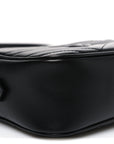 Calfskin Matelasse Monochrome Small GG Marmont Chain Shoulder Bag Black