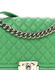 Caviar Quilted Medium Boy Flap Green