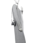 Shiny Calfskin Snakeskin Effect Hourglass Top Handle Bag Mini Silver Black