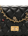 Aged Calfskin Lucky Charms 2.55 Reissue Wallet on Chain WOC Black