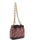 Oblique Drawstring Chain Bucket Bag Burgundy