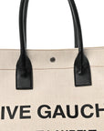 Linen Calfskin Rive Gauche Tote Optic White