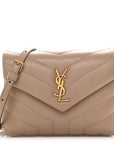 Calfskin Y Quilted Monogram Toy Loulou Crossbody Bag Dark Beige