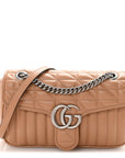 Calfskin Matelasse Aria Small GG Marmont Shoulder Bag Camelia