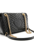 Calfskin Matelasse Small GG Marmont Shoulder Bag Black