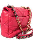 Goatskin Quilted Large CHNL 19 Flap Dark Pink