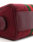 GG Supreme Monogram Textured Dollar Calfskin Web Super Mini Ophidia Top Handle Bowler Bag Rosso Ancora