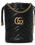 Calfskin Matelasse Mini GG Marmont 2.0 Bucket Bag Black