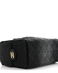 Washed Denim Quilted Mini CHNL 25 Handbag Black