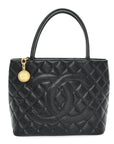 Caviar Quilted Medallion Tote Black