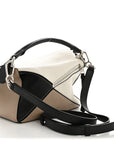 Calfskin Small Puzzle Bag Sand Soft White Black