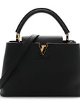 Taurillon Capucines MM Black Fuchsia