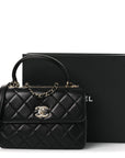 Lambskin Quilted Small Trendy CC Dual Handle Flap Bag Black