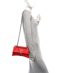 Arena Calfskin Small Crush Chain Bag Tomato Red