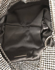 Satin Crystal Embellished Bonny Shoulder Bag Silver