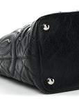 Aged Calfskin Quilted Large Cotton Club Tote Black
