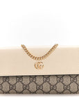 Dollar Calfskin GG Supreme Monogram Petite GG Marmont Wallet Chain Bag Mystic White Beige Ebony